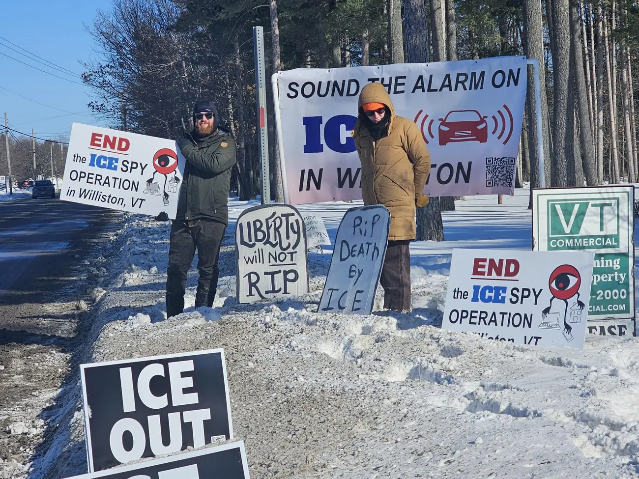 Outside Supporters With Signs